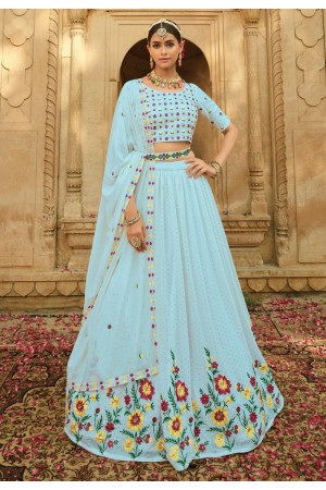 Georgette a line lehenga choli in Sky blue colour 2171