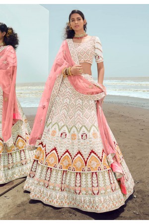 Georgette a line lehenga choli in White colour 23014