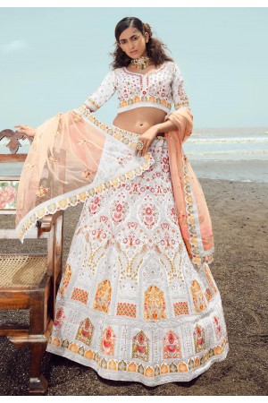 Georgette a line lehenga choli in White colour 23025