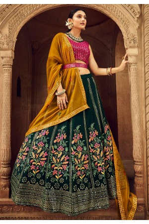 Georgette circular lehenga choli in Green colour 2213