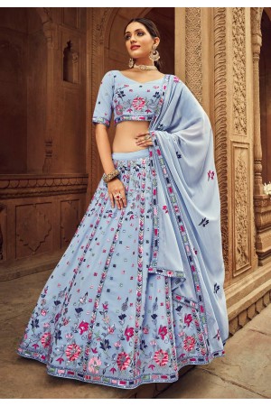 Georgette circular lehenga choli in Sky blue colour 2214