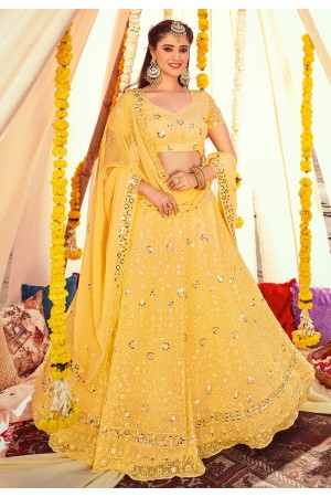 Georgette circular lehenga choli in Yellow colour 1172