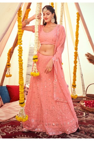 Georgette sequence work lehenga choli in Pink colour 1173