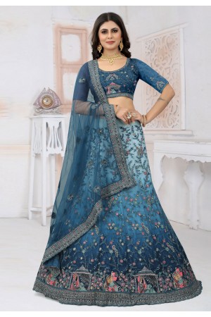 Net a line lehenga choli in Blue colour 6437