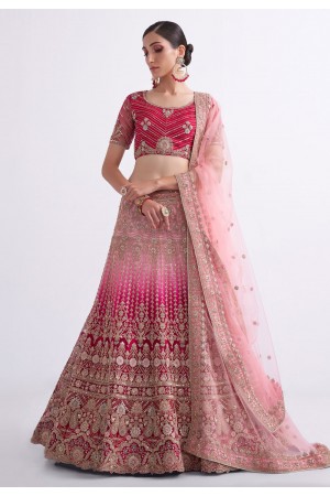 Net a line lehenga choli in Magenta colour 1064