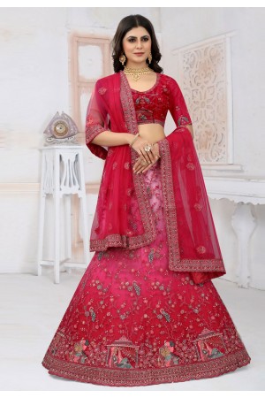 Net a line lehenga choli in Magenta colour 6438