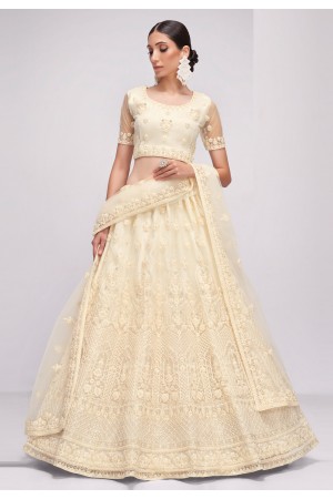 Net a line lehenga choli in Off white colour 1068A