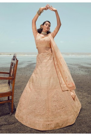 Organza a line lehenga choli in Peach colour 23003