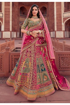 Silk bridal lehenga choli in Magenta colour 1008