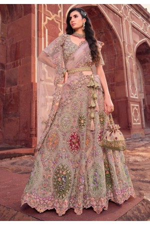 Silk bridal lehenga choli in Pink colour 1012