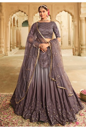 Silk circular lehenga choli in Grey colour 2165