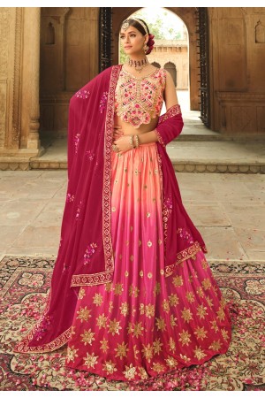 Silk circular lehenga choli in Pink colour 2161