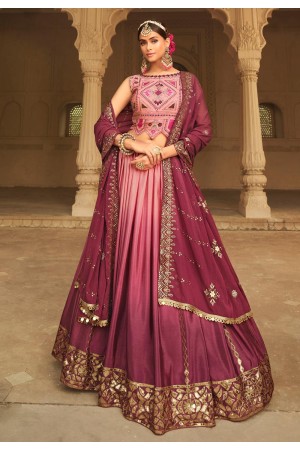 Silk circular lehenga choli in Pink colour 2167