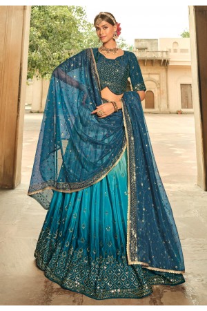 Silk circular lehenga choli in Sky blue colour 2166