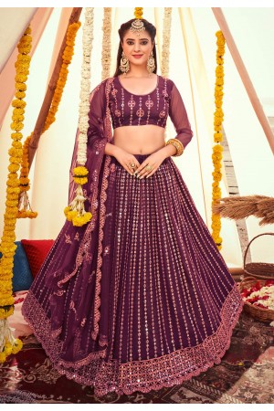 Soft net circular lehenga choli in Purple colour 1170