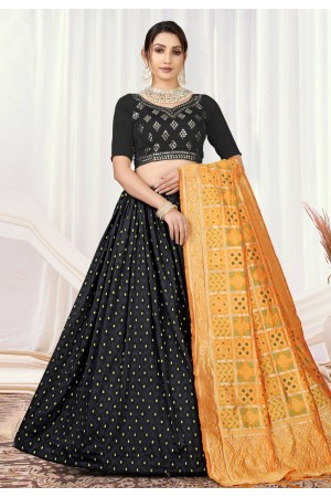 Viscose jacquard circular lehenga choli in Black colour 11053