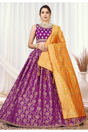 Viscose jacquard circular lehenga choli in Purple colour 11048