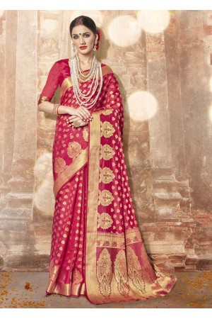 Magenta Banarasi Silk Woven Festive Saree 3908