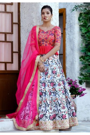 Multi color silk Indian wedding lehenga choli