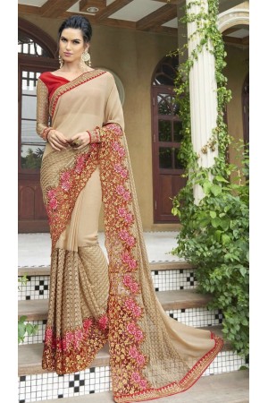 Party-wear-beige-color-Georgette-saree