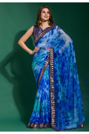 Chiffon light weight Saree in Blue colour 222