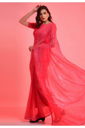 Chiffon light weight Saree in Pink colour 6022