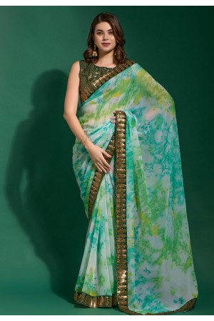 Chiffon light weight Saree in Sky blue colour 218