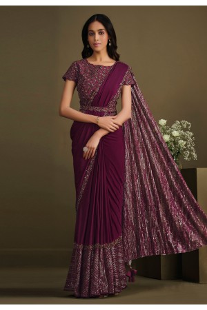 Silk Saree with blouse in Purple colour 23015