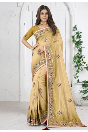 Silk Saree with blouse in Yellow colour 6907