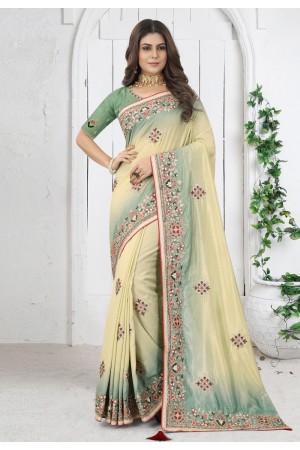 Silk Saree with blouse in Yellow colour 6909