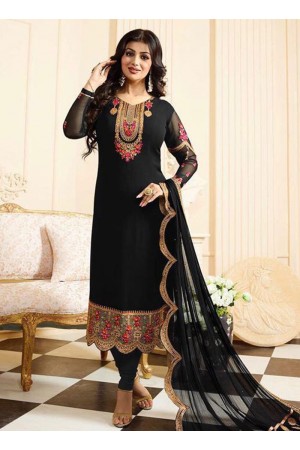 Ayesha takia black georgette straight suit 25102