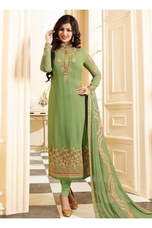 Ayesha takia green georgette straight suit 25103