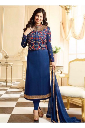 Ayesha takia navy blue georgette straight suit 25107