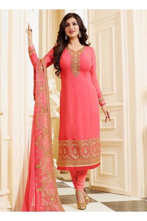 Ayesha takia pink georgette straight suit 25106