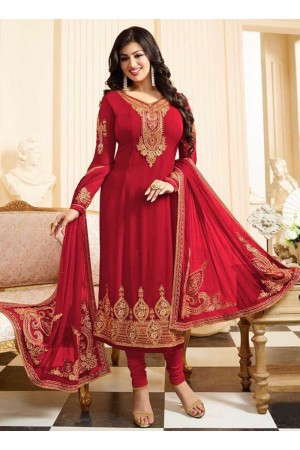 Ayesha takia red georgette straight suit 25101