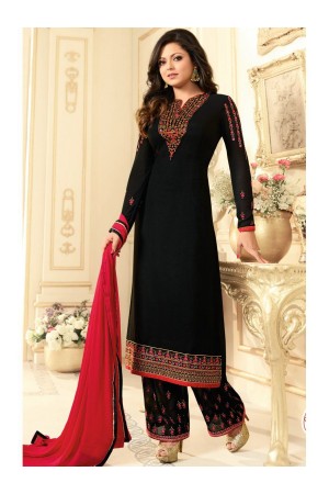 Drashti Dhami black semi stitched embroidered suit 1806