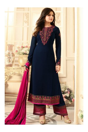 Drashti Dhami navy blue semi stitched embroidered suit 1802