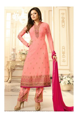 Drashti Dhami peach semi stitched embroidered suit 1805