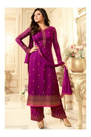 Drashti Dhami purple semi stitched embroidered suit 1804