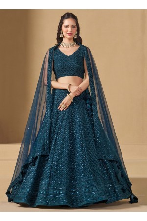 Blue georgette a line sequins lehenga choli 5124