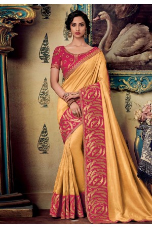 Beige art silk embroidered saree with blouse 88338