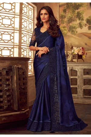 Blue silk festival wear saree 5110