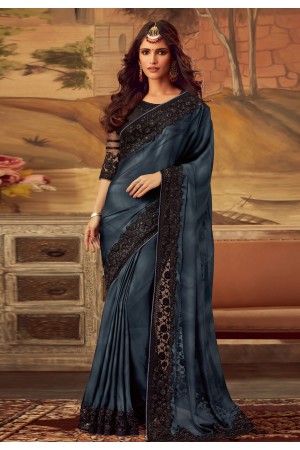 Gray silk festival wear saree 5116