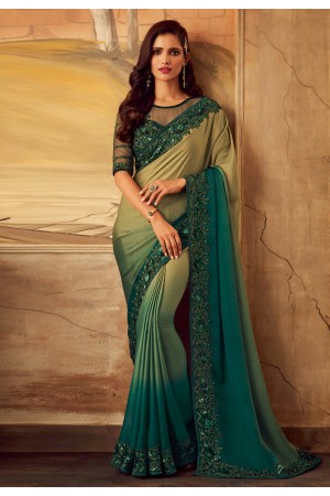 Green silk festival wear saree 5104