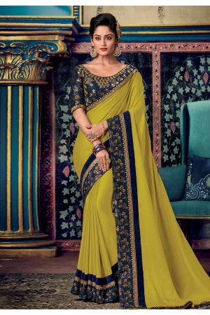 Light green art silk embroidered festival wear saree 88340