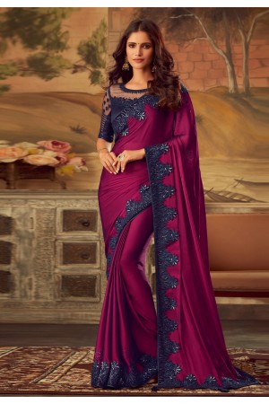 Magenta silk saree with blouse 5115