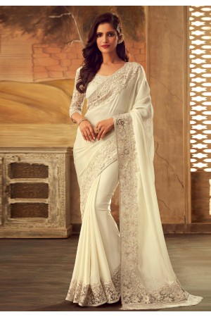 Off white silk festival wear saree 5102