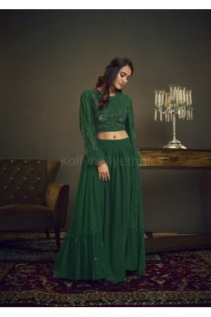 Green color crop top with skirt and Jacket bridesmaid outfit