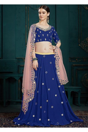 Blue Mirror Work Lehenga Choli With Dupatta 3107