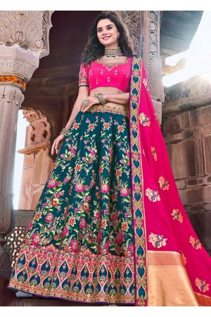 Blue Silk Jacquard Floral Woven Lehenga Choli 2711